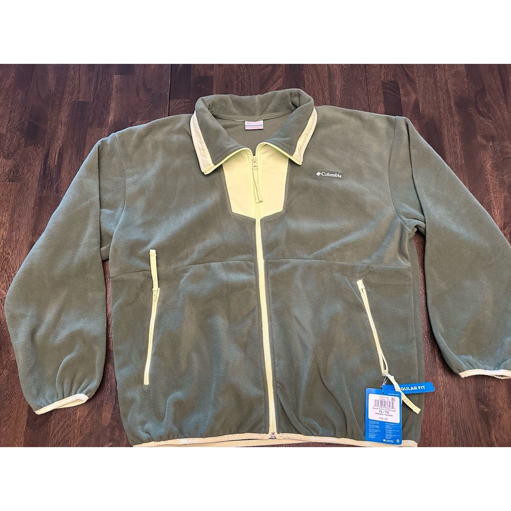 Columbia Women's Sequoia Grove Full Zip Fleece Jacket XL Green w/Lime Green NWT